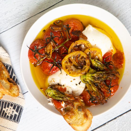 Tomato Confit with Burrata - Recipe photo by pageandplate