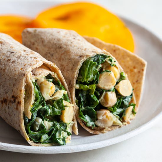 Vegan Chickpea Caesar Wraps - Recipe photo by thefullhelping