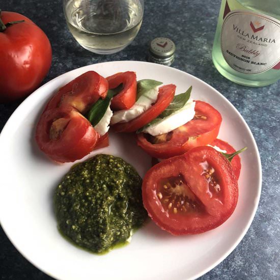 Tomato Caprese Salad with Pesto - Recipe photo by Cooking Chat