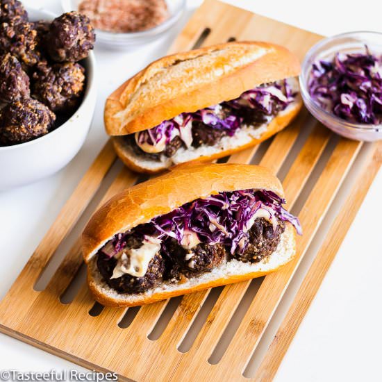 Jerk Beef Meatball Subs - Recipe photo by Tasteefulrecipes