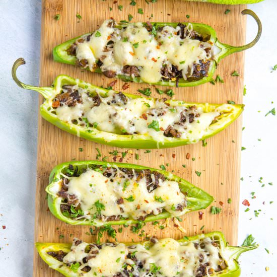 Sausage and Cheese Stuffed Anaheims - Recipe photo by ChiliPepperMadness
