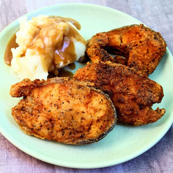 Crispy Deep-Fried Catfish steaks - Recipe photo by piggyout