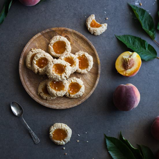 Vegan Peach Thumbprint Cookies - Recipe photo by The Simple Green
