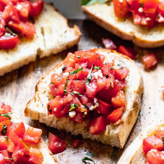 Tomato Basil Bruschetta - Recipe photo by cookingforkeeps