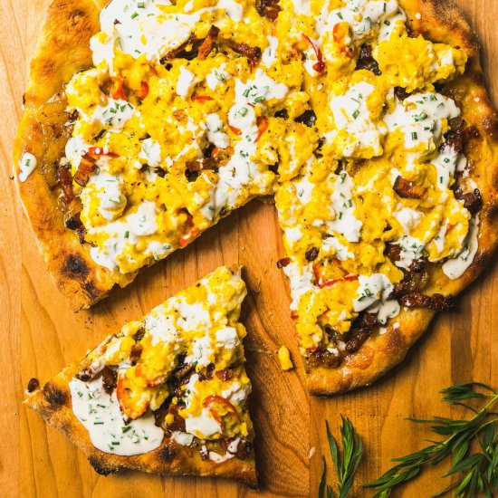 Tarte Flambée Breakfast Pizza - Recipe photo by Never Not Hungry
