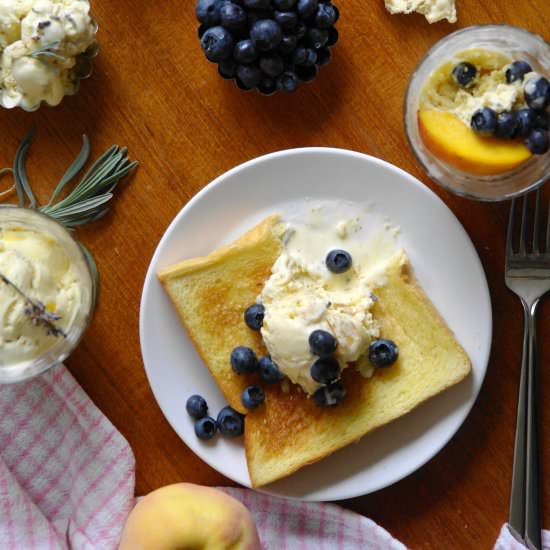roasted peach & lavender ice cream - Recipe photo by tentimestea