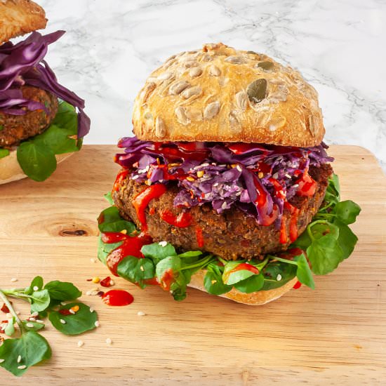 Lentil Black Bean Burger - Recipe photo by foodaciously