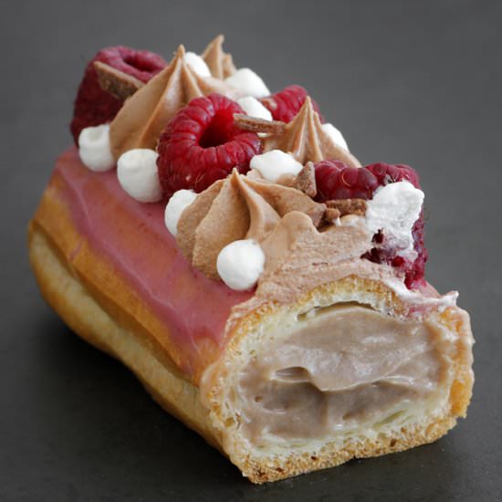 Raspberry and Chocolate Eclairs - Recipe photo by lilcookieblog