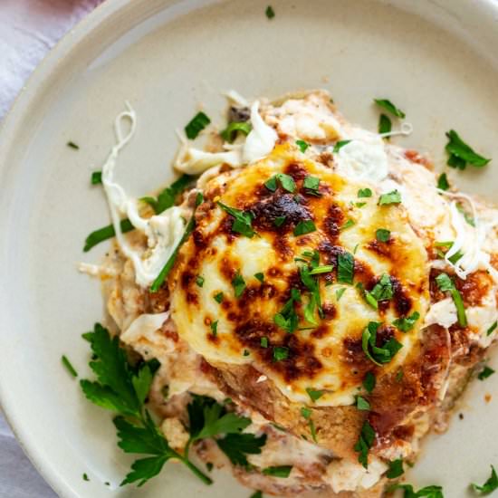 Keto Eggplant Lasagna - Recipe photo by KickingCarbs