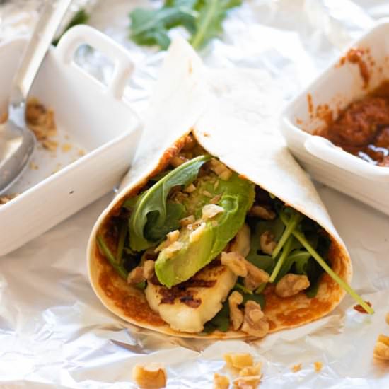 Easy Vegetarian Wraps with Halloumi - Recipe photo by alwaysusebutter