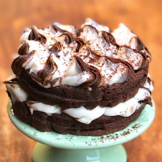 Keto Chocolate Waffle Chaffle Cake - Recipe photo by Low Carb Inspirations
