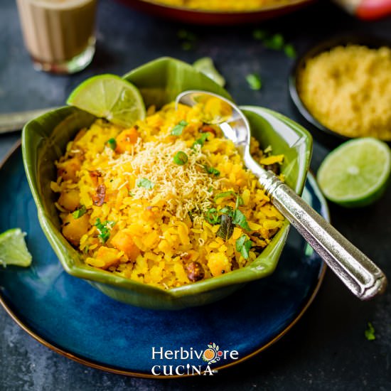 Quick and Easy Batata Poha - Recipe photo by Herbivore Cucina