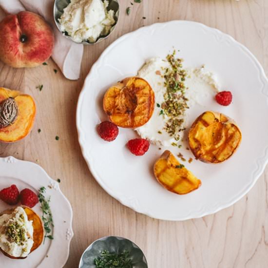 Grilled Peaches with Mascarpone - Recipe photo by House of Perez