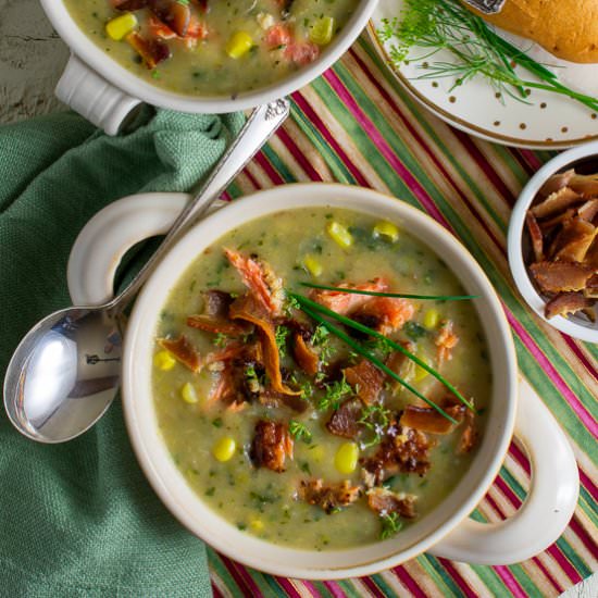 Steelhead Potato Chowder with Bacon - Recipe photo by a meal in mind
