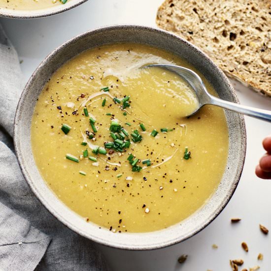 30-Minute Leek and Potato Soup - Recipe photo by asimplepalate