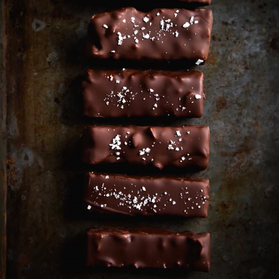 Chewy peanut and chocolate bars - Recipe photo by georgeats