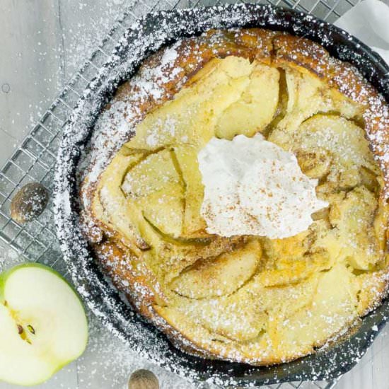 Caramel Apple Dutch Baby - Recipe photo by savorwithjennifer.com