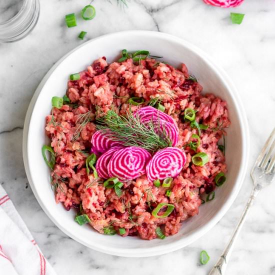 Beet Risotto Recipe | Easy + Creamy - Recipe photo by The Plant Riot
