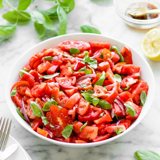 Flavorful Tomato Basil Salad - Recipe photo by The Plant Riot