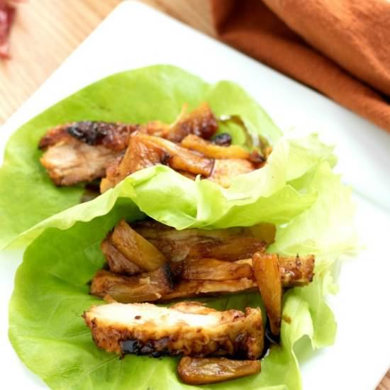 Pineapple Chicken Lettuce Wraps - Recipe photo by Skinny Sweets