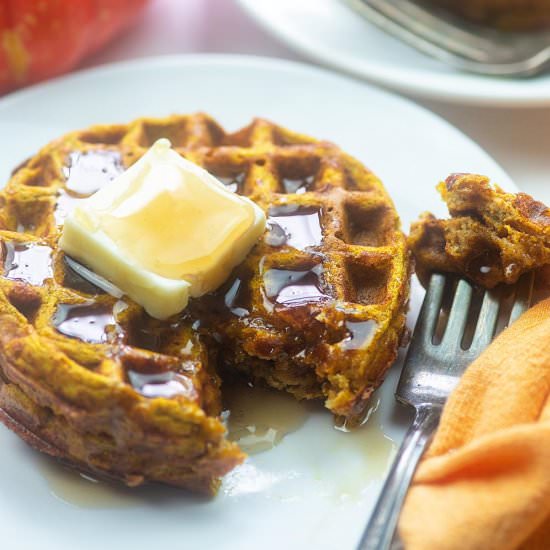 PUMPKIN CHAFFLES - Recipe photo by ThatLowCarbLife