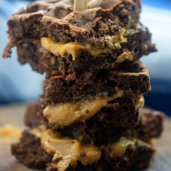 PEANUT BUTTER CUP CHAFFLES - Recipe photo by ThatLowCarbLife