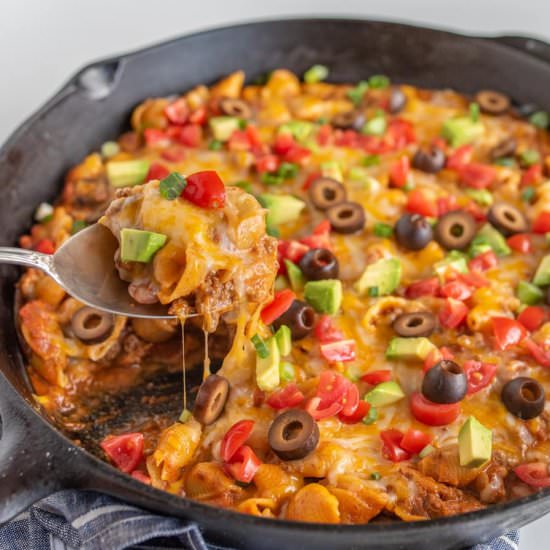 Skillet Taco Pasta - Recipe photo by Blessthismess