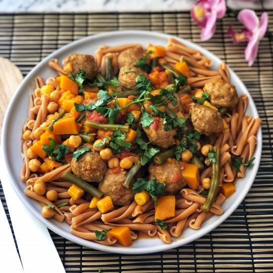 Mild meatball pumpkin curry - Recipe photo by Once a Foodie