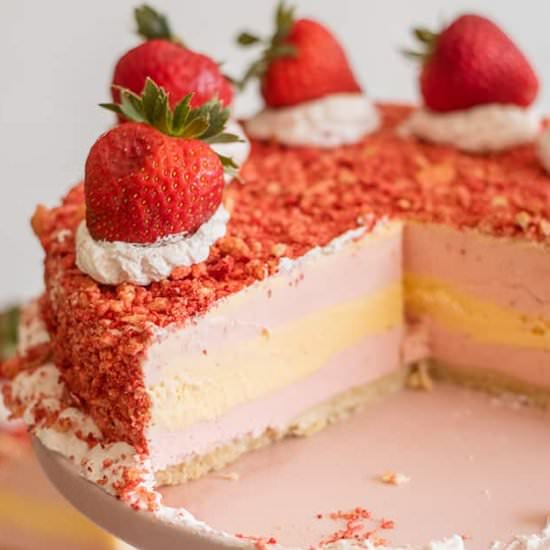 Strawberry Shortcake Ice Cream Cake - Recipe photo by SundaySupper