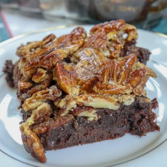 Pecan Pie Brownies - Recipe photo by Back To My Southern Roots