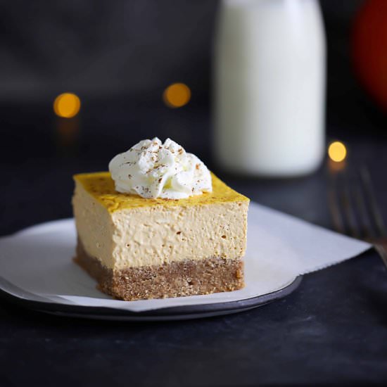Keto Pumpkin Cheesecake Bars - Recipe photo by Lila Ruth Grain Free