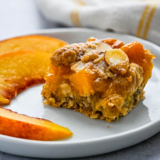 Fresh Peach Bars w/ Streusel Topping - Recipe photo by garlic and zest