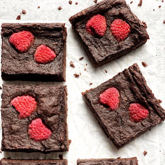 Raspberry Infused Brownies - Recipe photo by Donut Worry Be Healthy