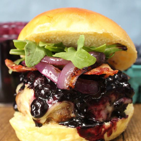 Blueberry Brie Bacon Burger - Recipe photo by zestandsimmer