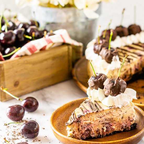 Chocolate-Covered Cherry Cheesecake - Recipe photo by Burrata and Bubbles