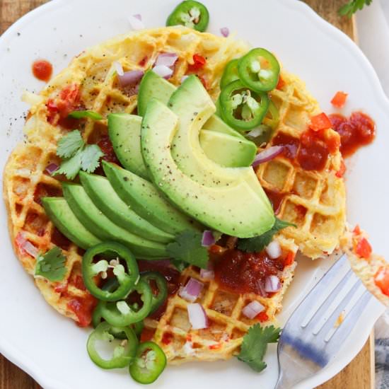 Paleo Southwest Waffle Iron Omelet - Recipe photo by cookathomemom
