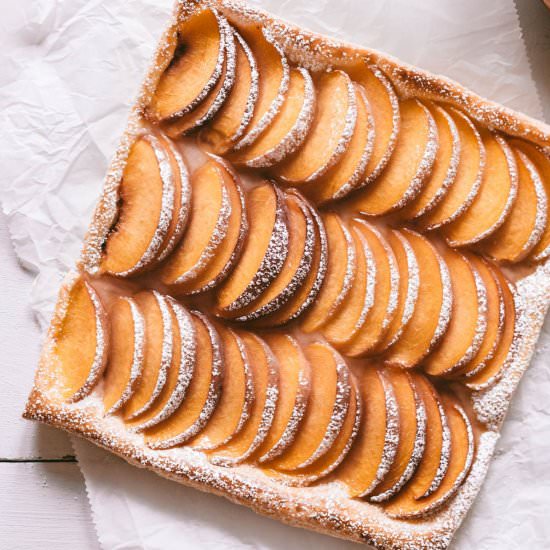 Cardamom Honey Peach Tarte - Recipe photo by OliveandArtisan