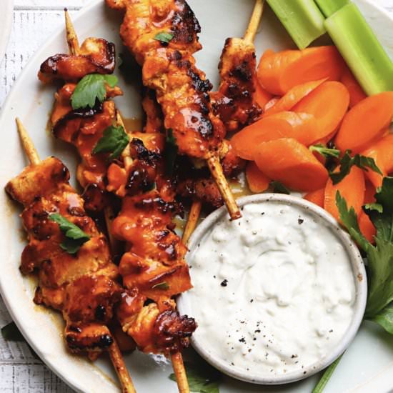 Buffalo Chicken Skewers with a Blue - Recipe photo by lindseyeatsla