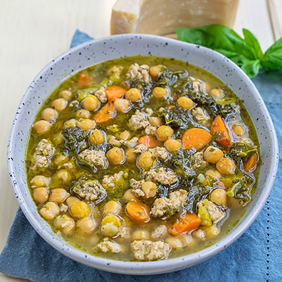 IP Italian Pesto Chickpea Soup - Recipe photo by Only Gluten Free Recipes