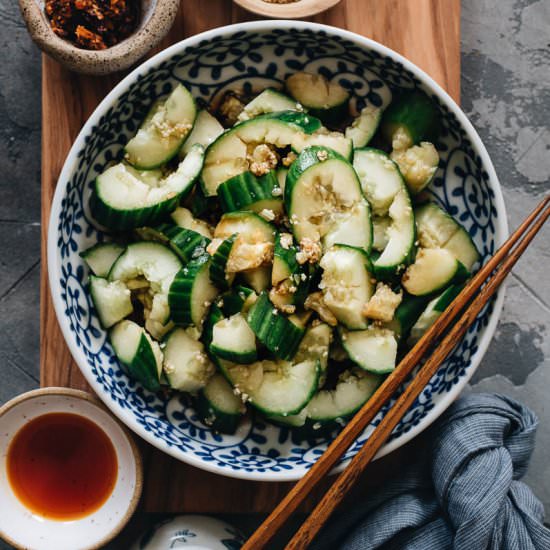 Easy Chinese Cucumber Salad (拍黄瓜) - Recipe photo by omnivorescookbook