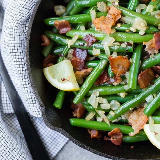 Green Beans with Bacon - Recipe photo by rachelcooksblog