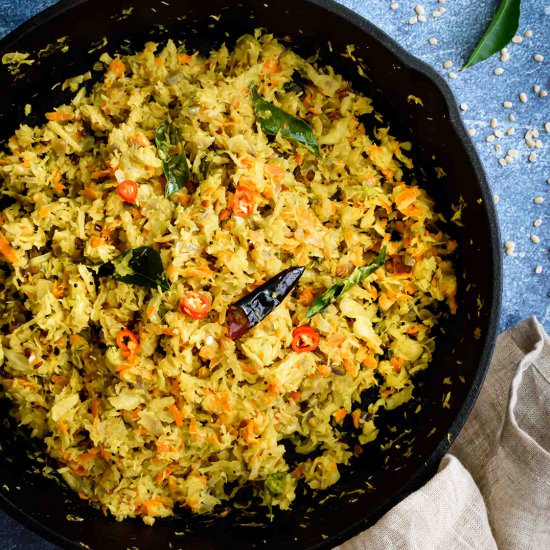 Cabbage Carrot Thoran/Stir Fry - Recipe photo by pepperdelight