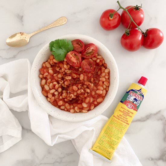 Harissa Baked Beans - Recipe photo by eleganteconomist