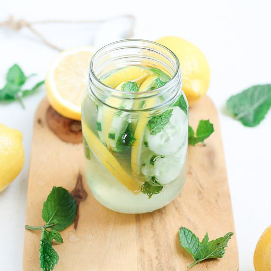 Minted Lemon Cucumber Detox Water - Recipe photo by thehonoursystem