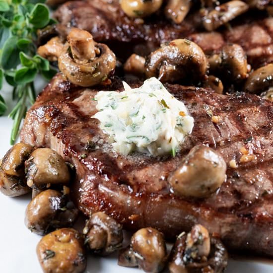 Grilled Steak w/ Garlic Butter Mush - Recipe photo by BBQing With The Nolands
