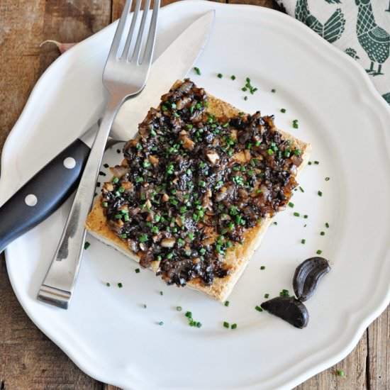Pan Seared Tofu with Black Garlic - Recipe photo by Spain on a Fork