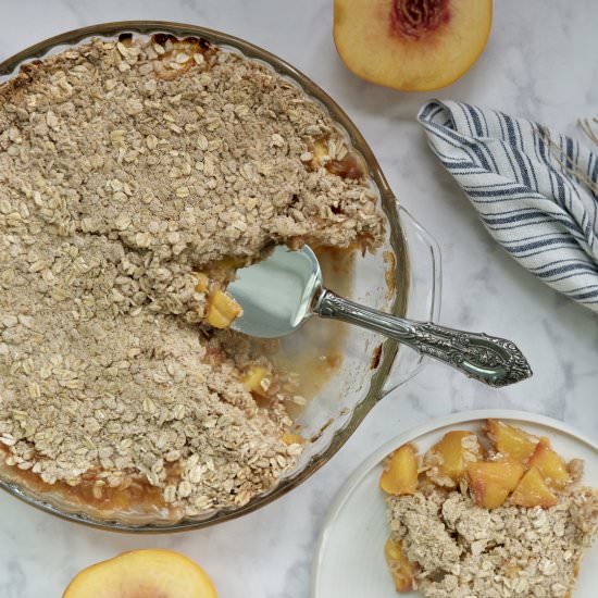Basic Vegan Peach Crisp - Recipe photo by HookedOnPlants