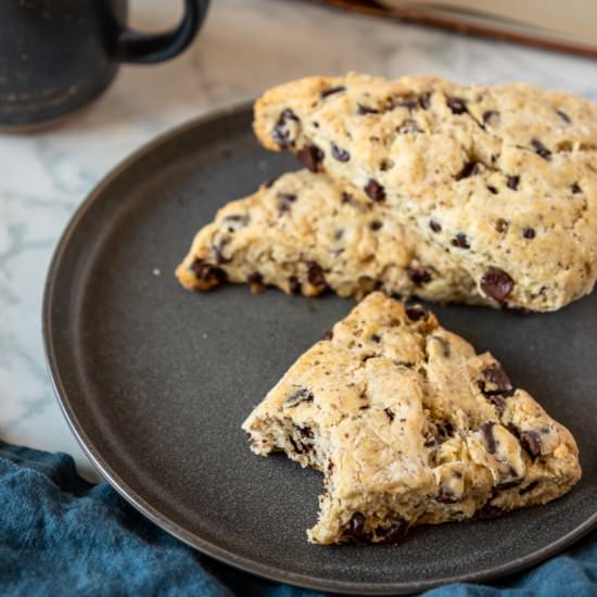 Easiest Vegan Chocolate Chip Scones - Recipe photo by servingrealness