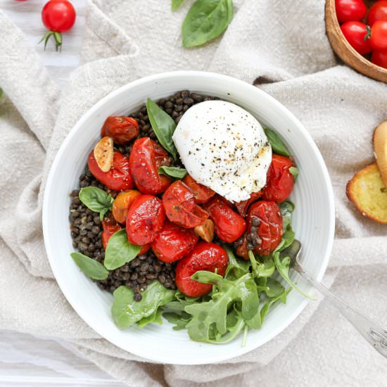 Black Lentils with Roasted Tomatoes - Recipe photo by jennyrawn