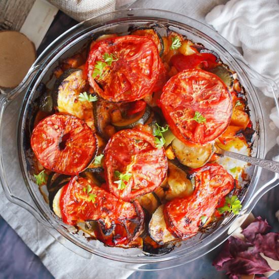 Roasted summer vegetables - Recipe photo by Dzi